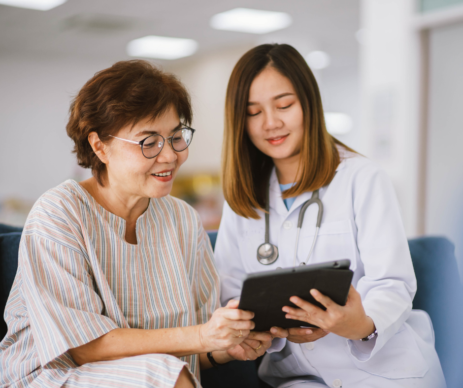 What disqualifies you from donating plasma? Doctor showing patient deferral results on tablet