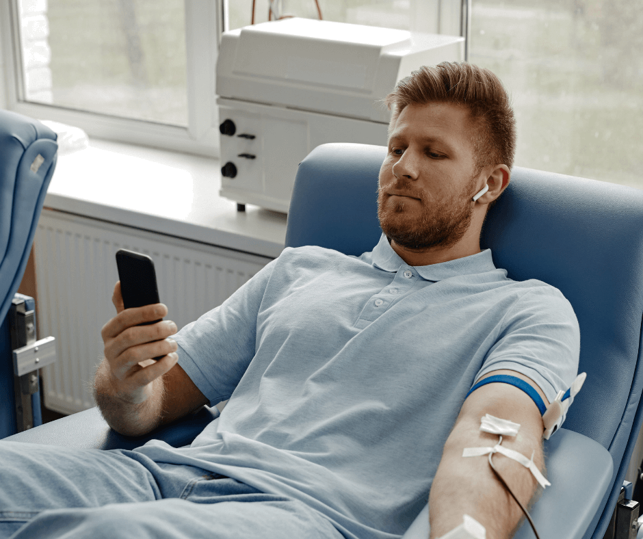 Plasmapheresis - man in process of donating plasma