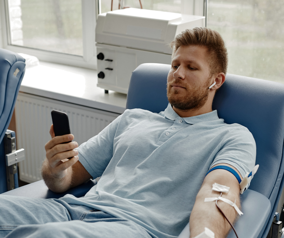 Plasmapheresis - man in process of donating plasma
